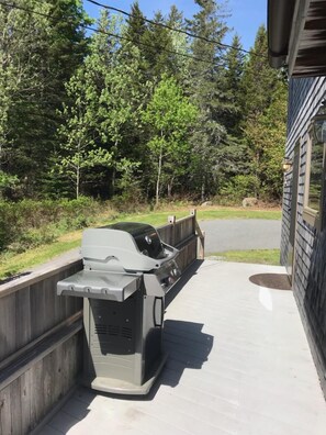 Entry deck with front door and grill for your use
