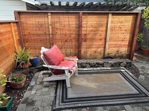 Private front patio entrance to cottage