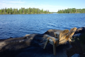 Hear the ocean lapping at your feet at the lower granite ledge sitting area