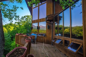Huge windows and wrap around decks to capture the views