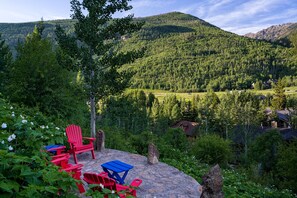 Private mountain stone path with viewing belveders.  Gore range views.