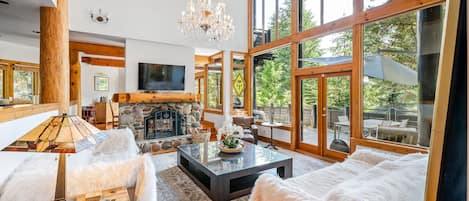 Living Area with wood fireplace
