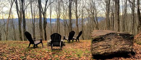 Fall/Winter view from firepit at sundown, enjoying the sounds of nature.