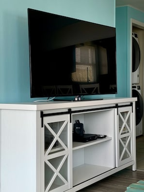 Experience the flat-screen TVs in the living room and every bedroom.