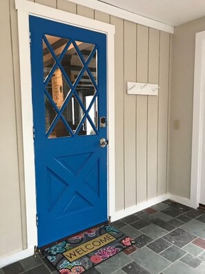 We painted this door blue because we love the color. Take a selfie!