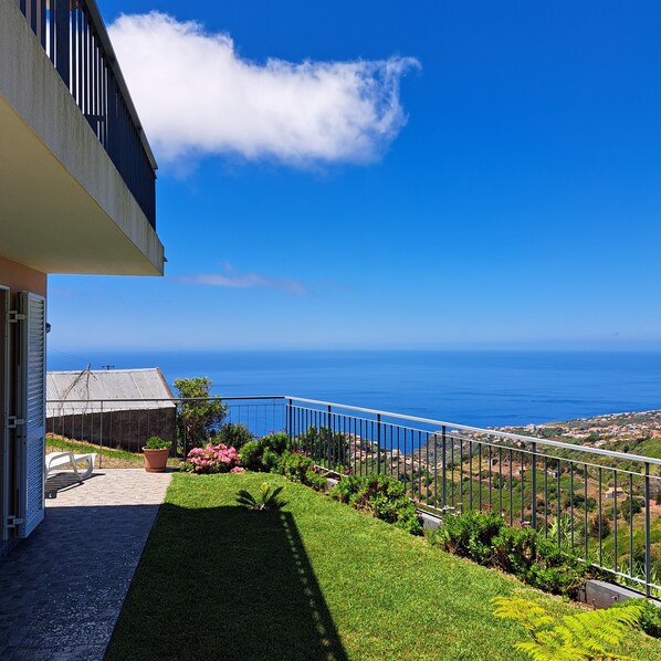 Garden area with sea views.