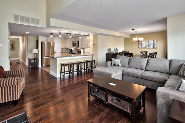 Extensive open concept living area including kitchen, living &dining rooms