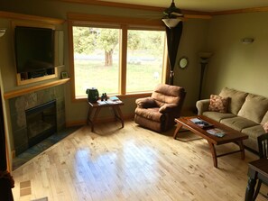 Main Level Living Room area - Gas fireplace and queen size pull out sofa sleeper