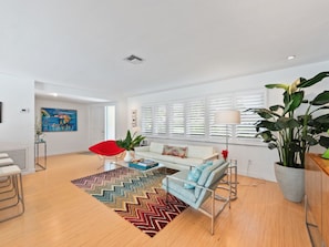 Living Area is bright, cheery and comfortable with that cool Florida vibe.