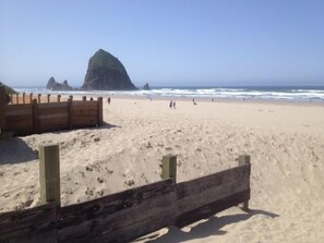 View of Haystack Rock looking south from house