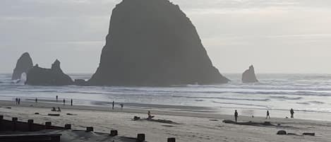 View of Haystack Rock looking south from house