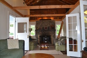 living room and wood stove