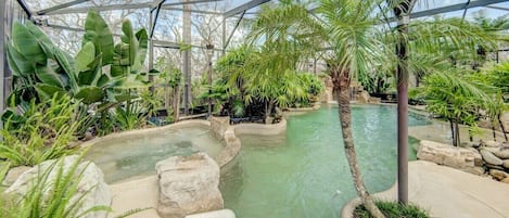 Oasis style pool with spa &amp; waterfall