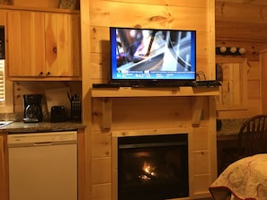 Flatscreen TV with a Gas Fireplace!