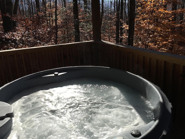 Hot tub with a great view and privacy!