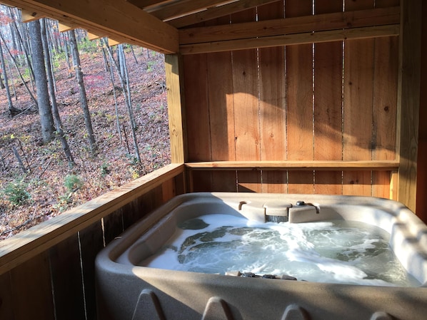 Hot tub Looking out over Pisgah National Forest!