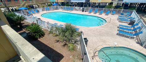 View from the deck overlooks the community pool