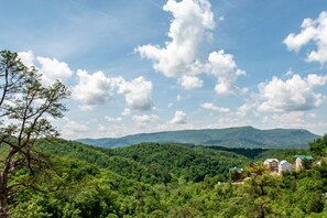 Views of The Great Smoky Mountains right from the balcony at The Blissful Bear Lodge.