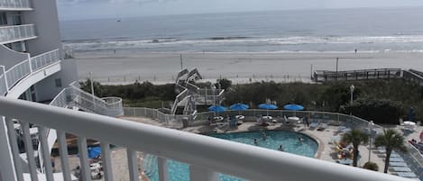  View from Balcony. North Tower has 4 hot tubs, 2 pools and a lazy river  