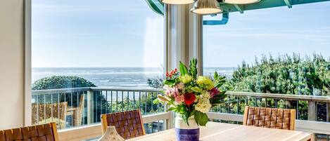 Wonderful ocean views from the dining room and living room.