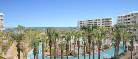 Balcony view of the famous lazy river from Destin West 403!