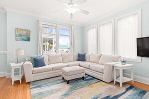 Living Area with Sleeper Sofa and flat screen TV