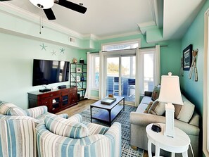 Bay View Villas 101 - Living area opens to large balcony