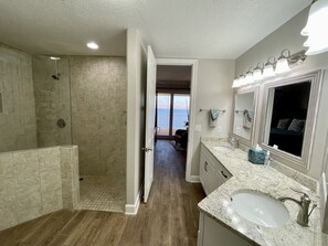 Two Things our Guests ❤️ Most: Awesome Zero Entry Shower and Gulf Views! 
