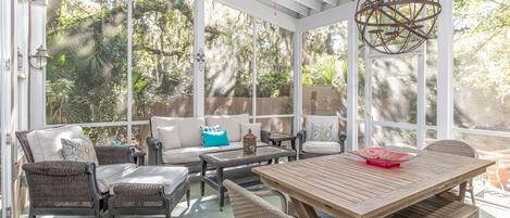 Perfect place to bring the outdoors in on the Screened porch