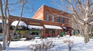 Our building on Main Street is highlighted by the green arrow at our front door.