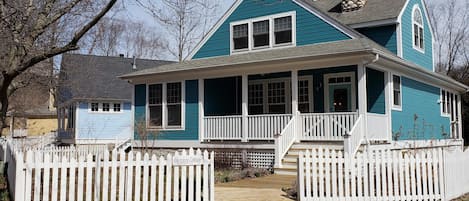 Spacious cottage on quiet street backs to pond. 