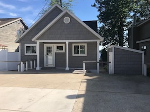 Street view.  10 by 7-foot shed is available for use.  Parking for 4-5 cars.  