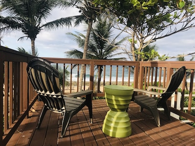 Private Deck with ocean view and accessto the beach