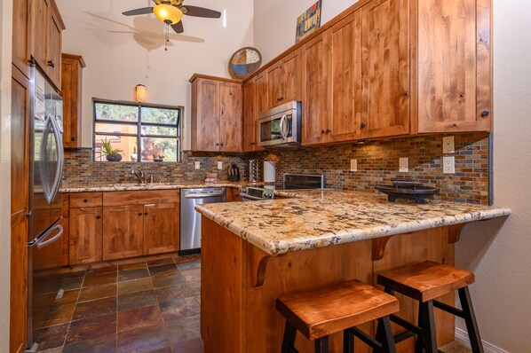 Fully stocked kitchen with new appliances