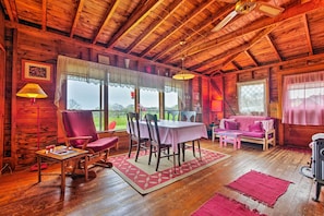 Large windows fill the home with warm, natural light.