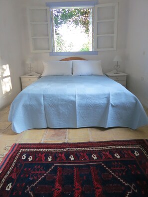 Main double bed room with en suite shower and two windows both garden views 