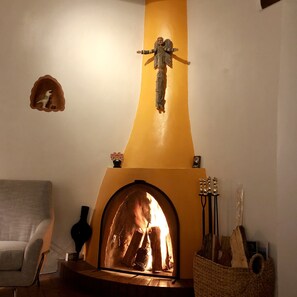 Cozy & warm kiva fireplace