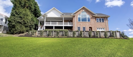 Lakeside view of the home