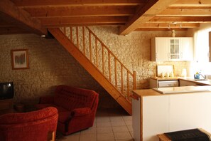 Downstairs open plan kitchen and living area