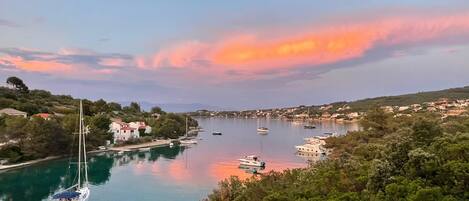 Sunset, view from balcony and terrace