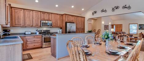 Kitchen with Stainless Steel Appliances-Open concept to Dining Room