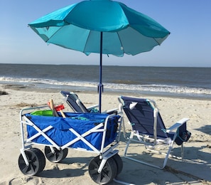 Beach wagon, toys, chairs and umbrella included!!