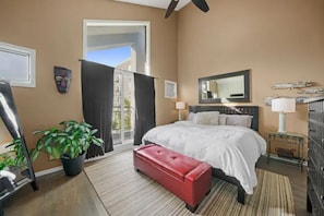 Master BD with Juliette Balcony.  King Comfy bed,  En suite bathroom