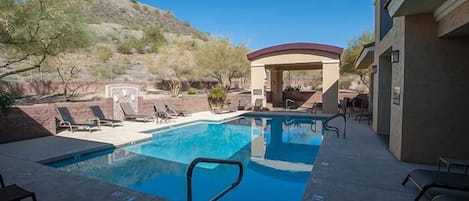 Enjoy the pool and gorgeous mountain views.