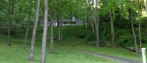 View from the street, paved drive with lots of parking plenty of turnaround area