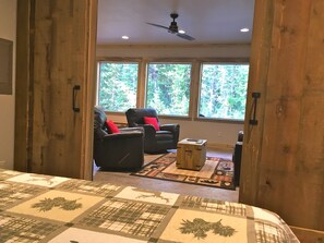 View from bedroom into living room