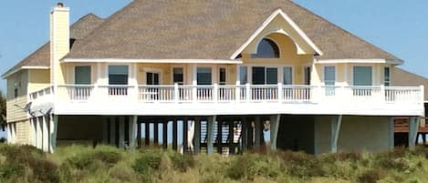 View of the house from the beach. Big windows,Great Ocean views.