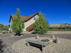 Fire pit area and guest stairway.