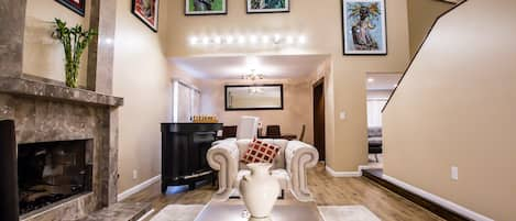 High ceiling living room