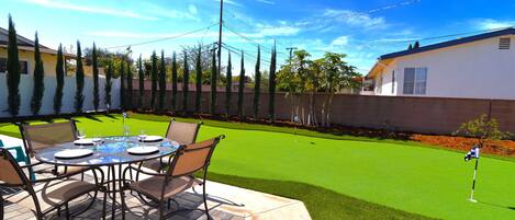 Dine overlooking the golf course. Photo was taken in February, our coldest month